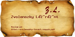Zvolenszky Lóránt névjegykártya